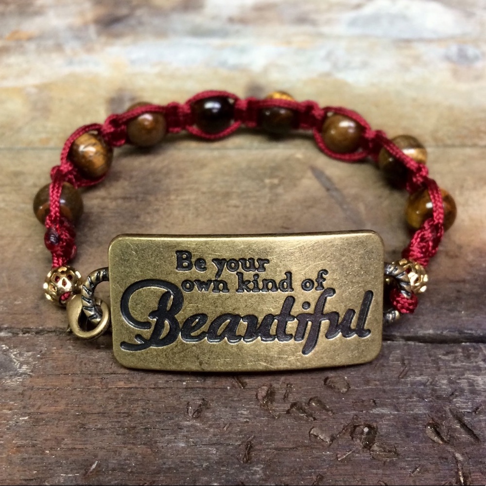 Tiger Eye Bracelet - Beaded Macrame Bracelet - Inspirational Bracelet